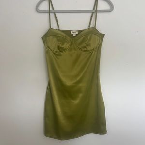 Green satin mini dress from Bittersweet Boutique